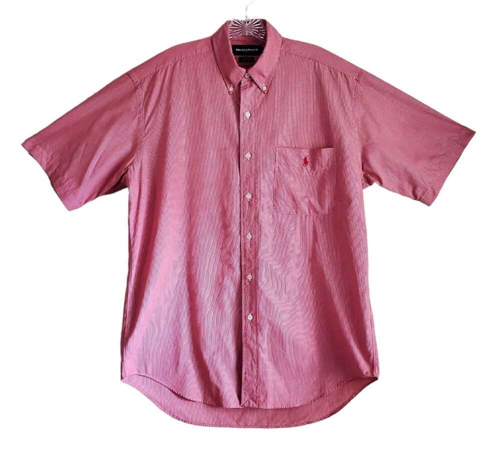 RALPH LAUREN GOLF Men's M Shirt Tilden Pony Logo Cotton Red Short Sleeve 46"